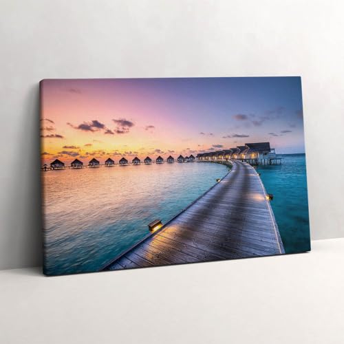 Peinture sur Toile Maldives pour Illuminer un Intérieur Sombre Tableau 60x40cm