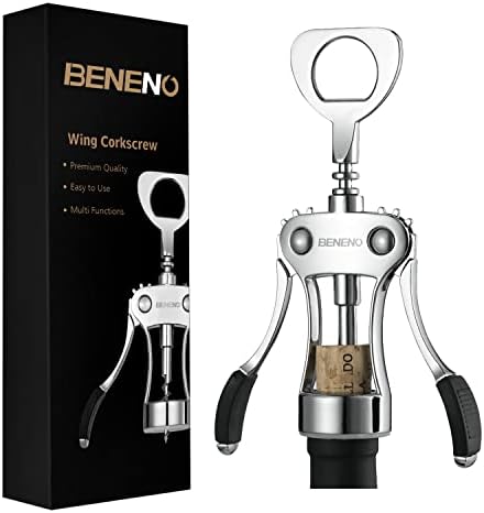 Wine Opener, Zinc Alloy Premium Wing Corkscrew Wine Bottle Opener with Multifunctional Bottles Opener, Upgrade