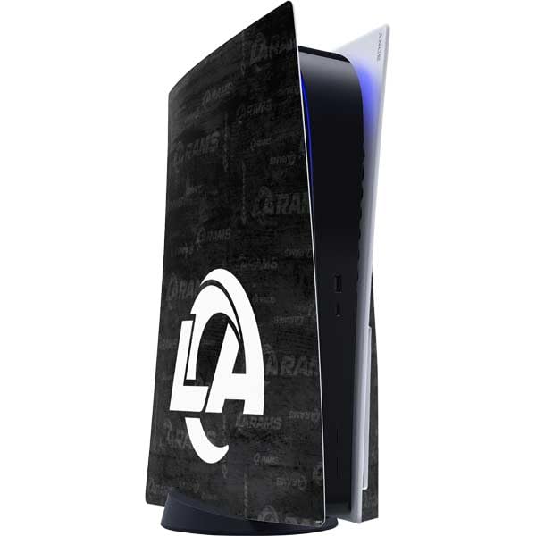 Skinit Decal Gaming Skin Compatible with PS5 Console - Officially Licensed NFL Los Angeles Rams Black & White Design
