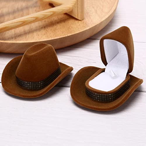 Wusteg 5Pcs Ring Gift Boxes Cowboy Hat Shape Velvet Wedding Engagement Ring Box For Earrings Jewelry Storage Box Acrylic Display Organizer Case For All Kinds Of Ring Earrings Velvet Insert #TOP5