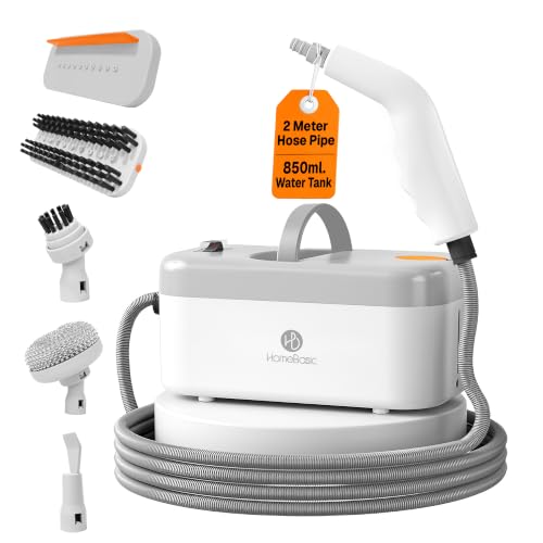 Image of HomeBasic Steam Cleaner 1200W | Portable Handheld Steam Cleaning Machine with 850ml Tank, 2M Hose & 5 Brush Attachments | Kitchen Bathroom Tile Grout Car Spot & Deep Cleaner (220V, 50Hz)