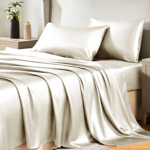 CozyLux Satin Sheets Queen Size Bed Set - 4 Piece