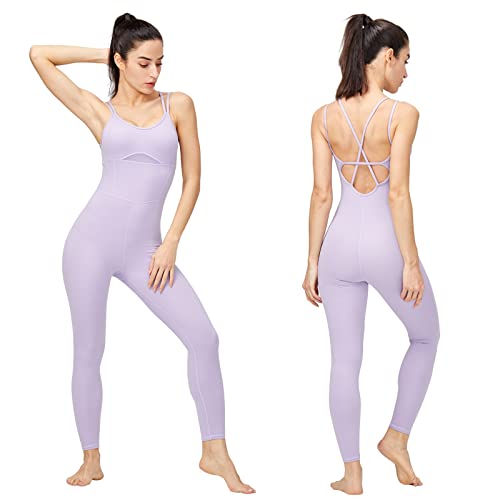 Image of LOVESOFT Workout Jumpsuits for Women Sleevesless Bodycon Backless Unitard
