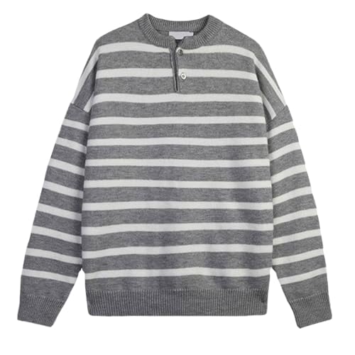 Cambkatl Men's Striped Knit Sweaters Stylish Color Block Loose Fit Crewneck Pullovers Long Sleeve Fall Winter Jumper Tops3