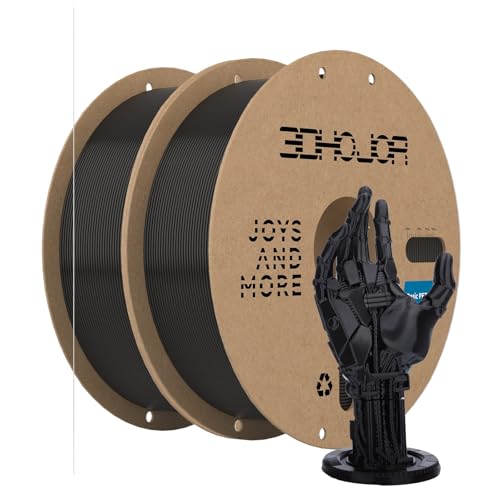 Image of 3DHoJor Update Basic PETG Filament 1.75mm 3D Printing Filament 1kg*2 Bundle Spool 3D Filament 1.75mm Dimensional Accuracy + /- 0.03mm Non Tangling Non Clogging,Print with Most 3D Printers-2Pack Black