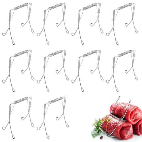 10 pinzas para rouladenspieße de acero inoxidable, reutilizables, agujas de rouladennadeln de acero inoxidable Rostfrei,Rouladenringe o Rouladenspieße Alternativa a las agujas de Rouladennadeln