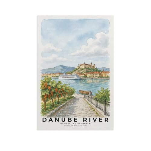 Impression paysage urbain Danube affiche vintage de qualité