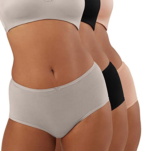 Image of NYKD NYP036 High Rise Stretch Cotton Full Coverage Full Brief with Ultrasoft Exposed Waistband-Pack of 3