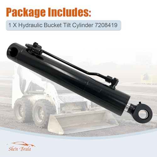 Image of 7208419 Hydraulic Tilt Cylinder, Hydraulic Bucket Cylinder New Fits for Bobcat A300 S220 S250 S300 S330 T250 T300 T320, Rod 1-1 /2 inch, Bore 3 inch, Stroke 15 inch, Pin to Pin- 25 inch