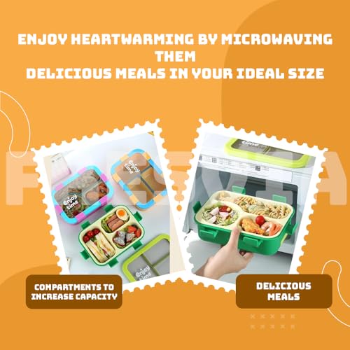 Image of Lunch Box for Kids Girls Boys, Toddler Kids Lunch Boxes for School, Lunch Containers for Adults with 3 Compartments, Utensils, Food Picks (Yellow, 700 Ml)