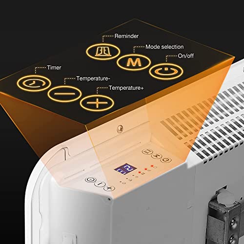 E-Macht Electric Heater For Indoor Use, 1500W Wall Heater With Adjustable Thermostat, Portable Convection Heater For Bedroom, Bathroom, Energy Efficient, Led Digital Display #TOP5