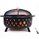 Project One Crossweave Outdoor Fire Pit - 36 Inch Large Bonfire Wood Burning Patio & Backyard Firepi