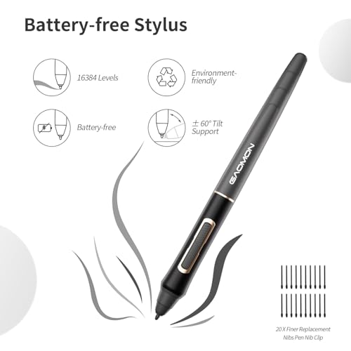 Image of GAOMON WH851 Bluetooth Graphics Drawing Tablet, 8x5, Dial, 16384 Pressure | 8 Shortcut Keys, Type-C Port, Battery-Free & Wireless, Portable for Digital Art & Design, Compatible with Windows /Android /Mac