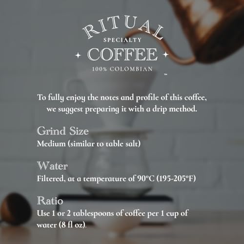 Ritual Specialty Coffee - Colombian Single Origin Whole Bean Coffee, Low Acid, Balanced, SCA 87+ Score (Chocolate, Red Fruits, Blueberry), Medium Roast, 12oz (340g), 100% Arabica Castillo