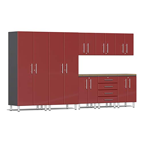 Ulti-Mate UG25092R 9-Piece Cabinet Kit with Bamboo Worktop in Ruby Red Metallic