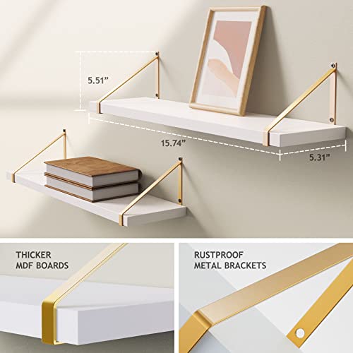 Amada Homefurnishing Floating Shelves Wall Mounted, White Wall Shelf For Bathroom, Living Room, Bedroom, Kitchen, Shelves For Wall Decor, Set Of 2 - Amfs11 #TOP5