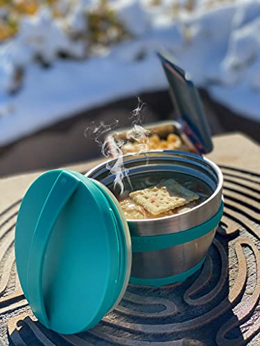 Kid Basix Safe Bowl, Reusable Stainless Steel Lunchbox Container For Adults, Thermos For Hot & Cold Food Storage, Dishwasher Safe, 16Oz Teal #TOP3
