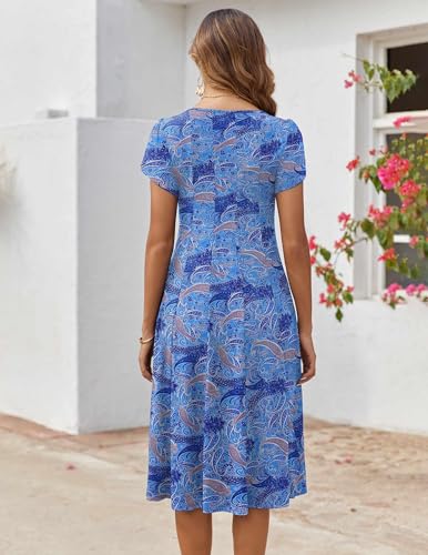 Image of ZEAGOO Womens Casual Dresses for Summer Short Sleeve Flare Midi Dress Loose Flowy Beach Sundress