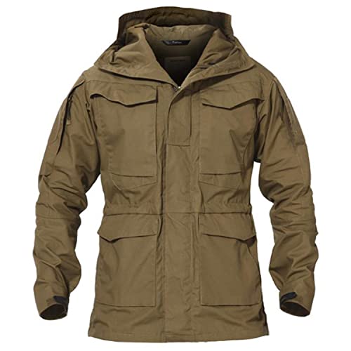 ジャケット・アウター Human Made Military Hooded Coat Brown GaoLeAve Men's Leather Jackets Autumn Casual Motorcycle PU Jacket