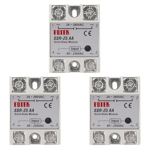 Coliao 3pcs SSR-25AA Solid State Relay AC to AC 80-250V Input to 24V-380V Output Semi-Conductor Solid State Relay Module