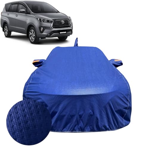 Image of Car Cover For Toyota Innova Crysta (2016-2026) | 100% Waterproof Cover with Antenna & REFLECTIVE Mirror Pockets | Dustproof, Scratchproof, Heatproof Crysta Car Cover |Soft Cotton Lining| BLUE