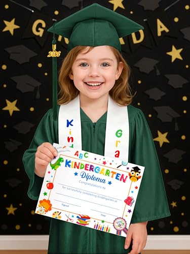 Image of QZYL Kindergarten Graduation Cap and Gown Set, 2026 Congrats Grad Outfit with Tassel & Certificate for Kindergarten