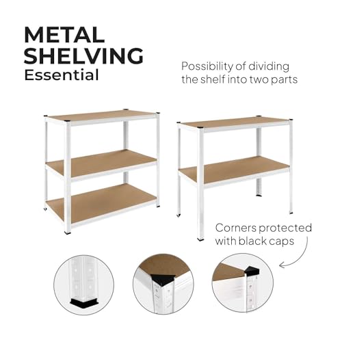 Miniatura 3 de Ociodual Estanteria Metalica Blanca Essential, Estanteria Almacenaje Trastero, 180x90x40cm, Estante Cocina, Estanterias Almacenaje Trastero, Estanterias Metalicas Sin Tornillos