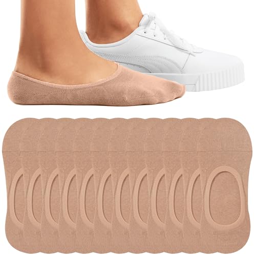 Image of Eedor No Show Socks Women - Low Cut Ankle, Non Slip | Breathable Cotton & Spandex, Flat Boat Line Invisible Socks with Silicone Heel Grips, for Flats, Heals, Loafers