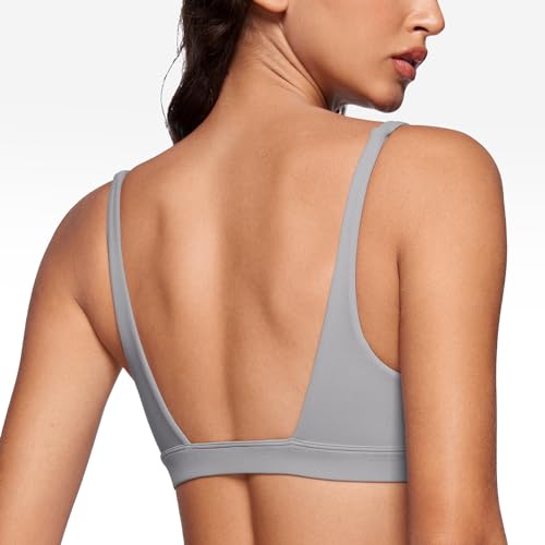 Image of INGIA Deep V-Neck Sports Bra Padded U Back Yoga Workout Bra | Low Impact, Fitness, Yoga, Wireless, Workout, Contour, Crop Top, for Women