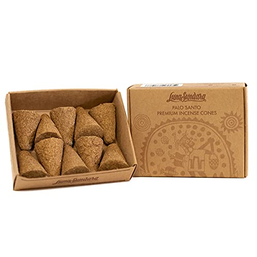 Luna Sundara Handmade Palo Santo Incense Cones (10 Cones Per Box) Sustainably Harvested Palo Santo from Peru