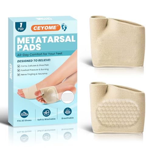 Metatarsal Pads for Women & Men – Gel Ball of Foot Cushions for Forefoot Pain Relief, Metatarsalgia & Morton’s Neuroma – Breathable Foot Pads for Walking, Standing & Daily Wear (1 Pair, L Size)