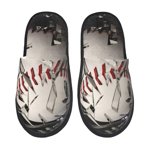 Baseball Breaking Glass Print Women Slippers Home Furry Shoes Keep Men Couples Shoes Warm For Women-