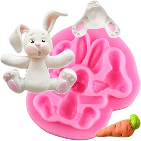 DUBENS 3D Rabbit Easter Bunny Silicone Mould, Fondant Cake Moulds Cupcake, Decorating Tools, Chocolate Mould, Kitchen Accessories Cover