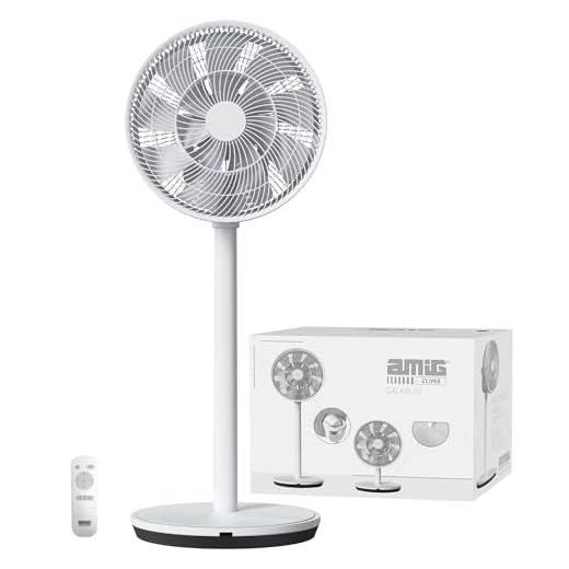 Amig - Ventilador Portátil GALAIR-01-2 Alturas Pie o Mesa - Muy Silencioso 13dB - Bajo Consumo 27W - 26 Velocidades y Función Sueño - Oscilación Vertical y Horizontal - Control Remoto y Luz LED