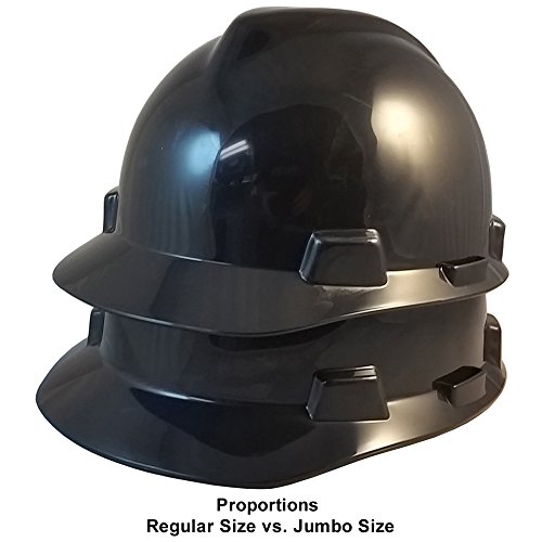 MSA V Jumbo (Large) Size Cap Style Hard Hats w/FasTrac III Suspensions and Handy Tote Bag - Black - Thumbnail 2