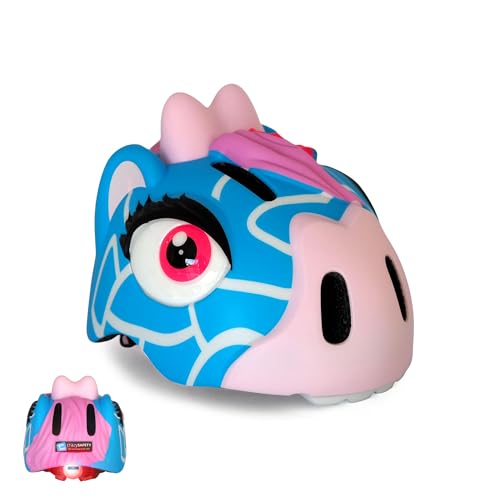 Casque Crazy Safety Enfant 2-7 Ans | Vélo, Skate, Trottinette | Casque 3D Animalier Ajustable 49-55 cm (Girafe Bleue)