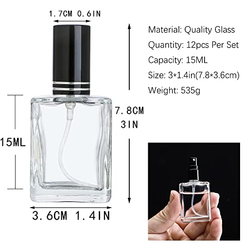 YU FENG 12pcs Clear Refillable Perfume Bottle 15ml Portable Square Empty Glass Perfume Atomizer Bottle For Travel2