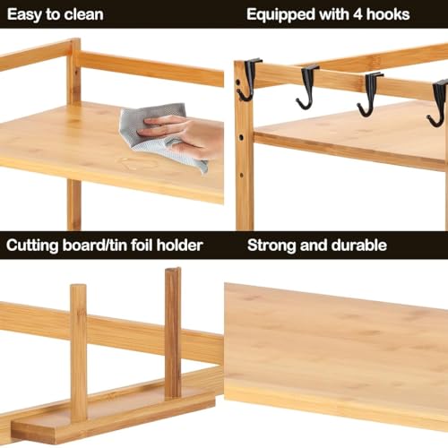 Étagère four micro-ondes réglable en acier robuste avec support planche de cuisine - 6
