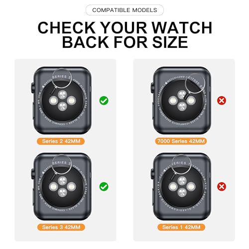 Image of Misxi [2 Pack] Waterproof Case with Button Designed for Apple Watch Series 3 Series 2 42mm, Anti-Fall Hard PC Cover with Tempered Glass Screen Protector for iWatch S3 /S2, 1 Black + 1 Transparent