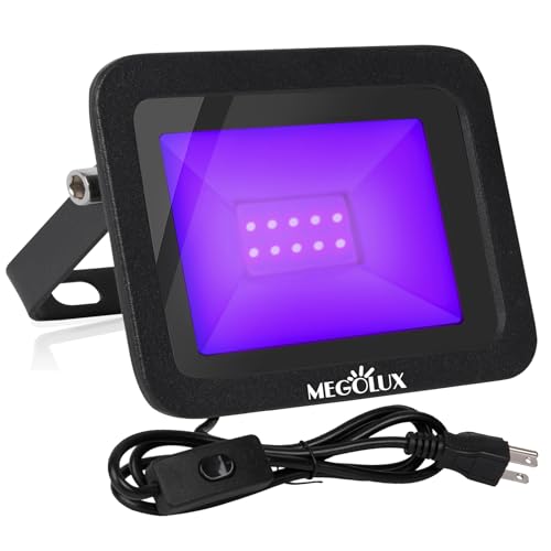 Image of 395nm 10W LED Black Light with Plug and Switch, 4.9ft Power Cord, IP66 Waterproof Blacklight is Used for Indoor or Outdoor Glow Party, Stage Lighting,Body Paint, Fluorescent Poster