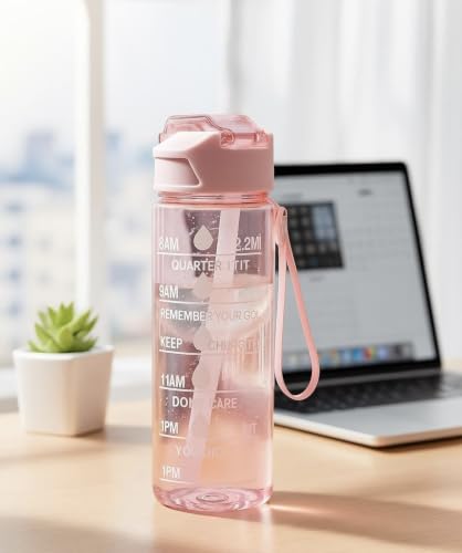 Image of Pack of 6 Water Bottles for return gifts I Leak proof, 900 ml Motivational water bottles. Best for kids birthday party return gifts and for office and kitty parties. Random colour