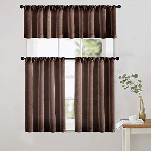 Mrtrees Sheer Valances 54 X 16 Inch Living Brown Room Bedroom Voile Valance Light Filtering Sheers Rod Pocket Window Treatment 1 Panel #TOP4