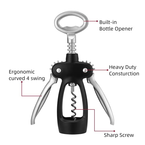 Kitvinous Wine Opener, Premium Wing Corkscrew With No-Stick Worm, Multi-Functional Wine Bottle Opener For Wine And Beer Bottles, Upgraded #TOP2