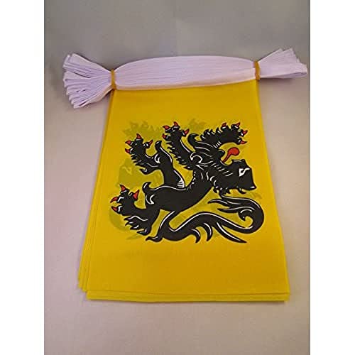 Image of AZ FLAG Nord-Pas-de-Calais 6 meters BUNTING Flag 20 flags 9'' x 6'' - French region of Nord-Pas-de-Calais STRING flags 15 x 21 cm
