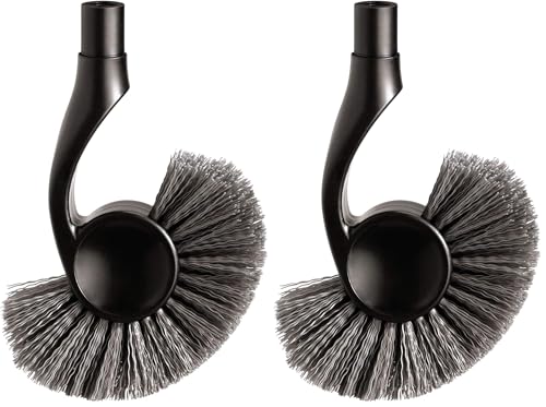 Image of simplehuman BT1095 Replacement Toilet Brush Head, Easy Screw On, Stiff Outer Bristles, Black Plastic (Pack of 2)