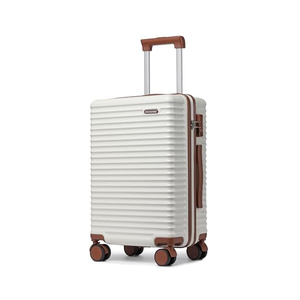 20-Inch Carry on Luggage,Carry-on Suitcase with Spinner Wheels and TSA Lock, 22x14x9 Airline Approved,Hardside Lightweight Travel Carry-on Luggage,Small Rolling Luggage (Beige, 20 Inch)