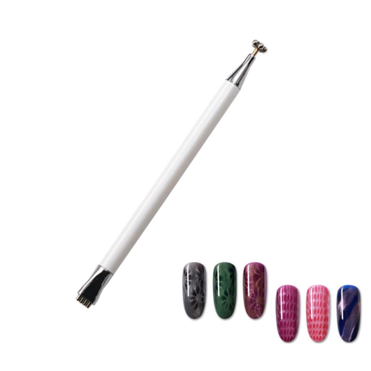 Garneck Nail Art Magnet Pens with Cat Eye Gel Pattern Double Head Flower Design 3pcs Lightweight Magnetic Stick for Nails for Professional Salons