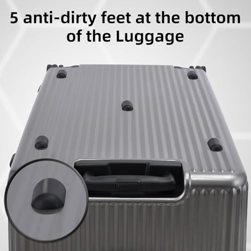 Image of Kaleenie 29 Inch Aluminum Checked Luggage with Side Opening Zipper, Lightweight Hardshell ABS+PC Suitcase with TSA Lock, 360 Universal Wheels, Gray