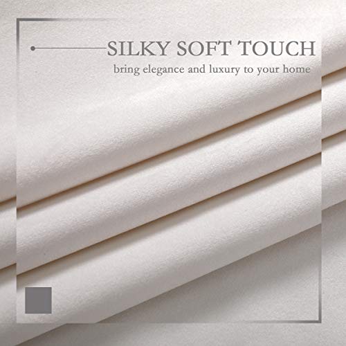 Cream White Velvet Curtains 96 Inches Long Soft Velvet Curtains Grommet Velvet Thermal Insulated Curtains Window Treatment For Bedroom Light Filtering Velvet Curtains Set Of 2 Panels Cream #TOP2