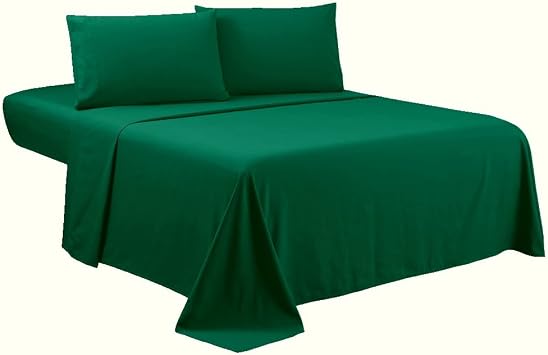 Sfoothome Full Sheets - Hotel Luxury 4-Piece Bed Set, Extra Deep Pocket, 1800 Series, Wrinkle & Fade Resistant, Sheet & Pillow Case Set Full, Blackish Green